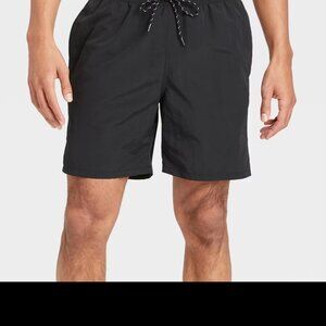 Goodfellow & Co Men's 7" Solid-Color Swim Shorts , Size XL, Black